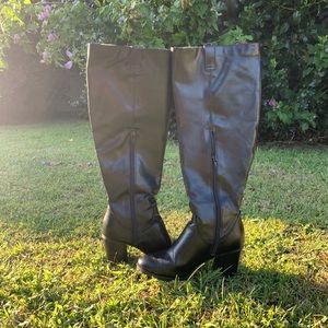 🍁🍂 Black Knee High Leather Boots
